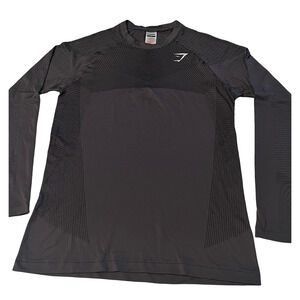 Gymshark Shirt Mens Small Gray Long Sleeve Seamless Performance Athletic Topbett